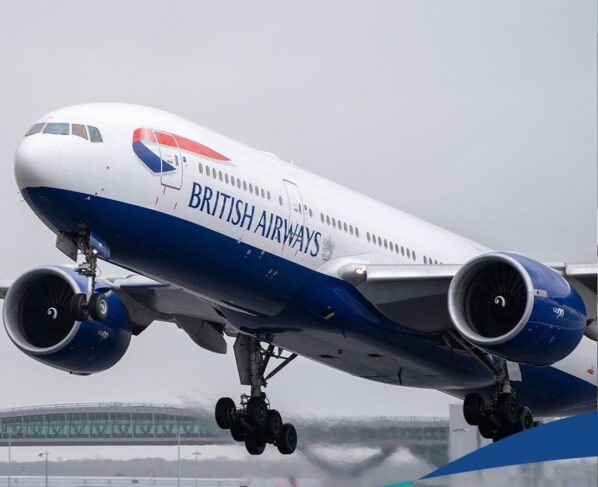 British Airways plane blocks runway