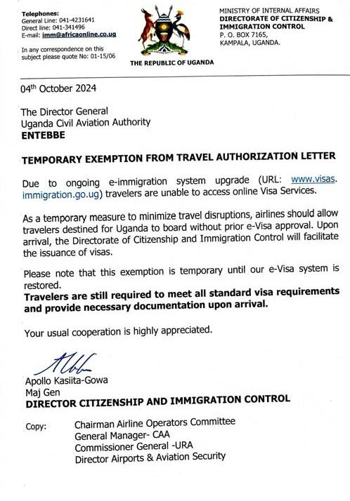 Uganda restores ‘Visa on Arrival