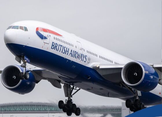 British Airways plane blocks runway